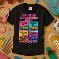 2025 Woodward Ave M1 Car Cruise Pop Art Kids T-Shirt thumb 3