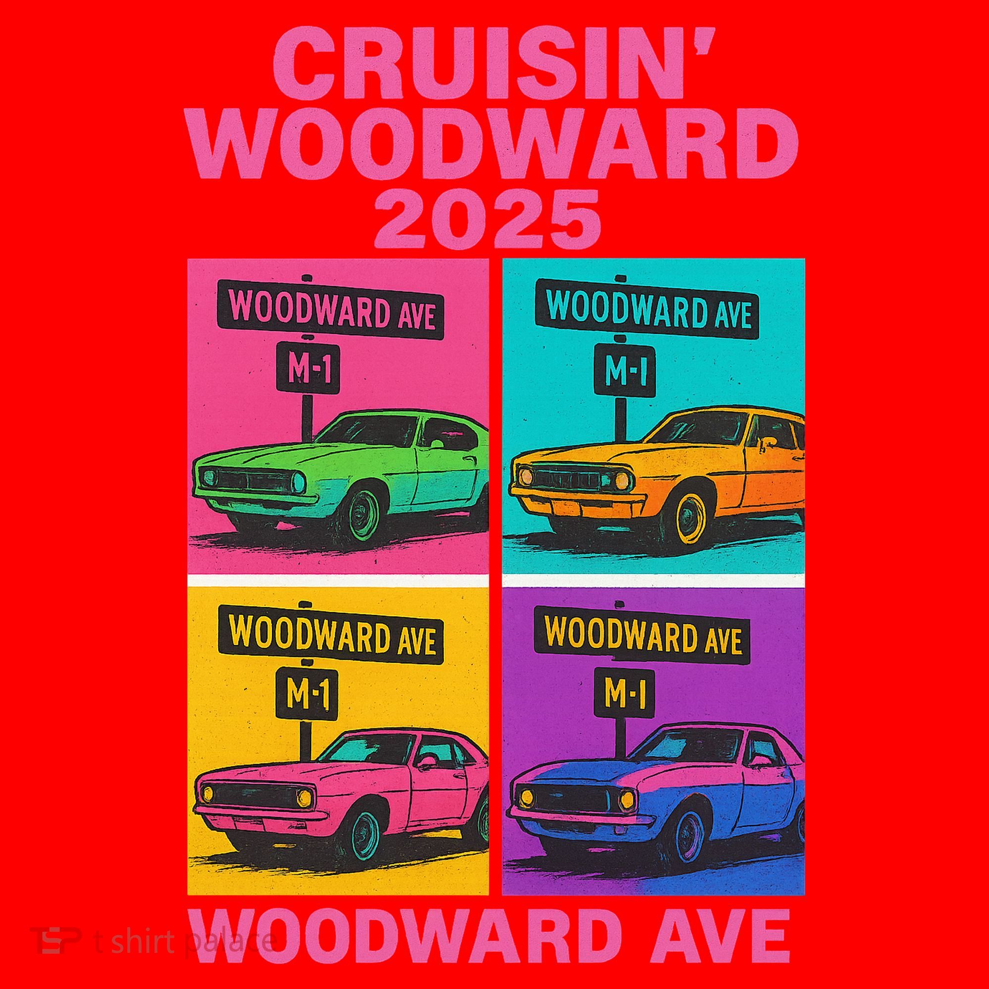 2025 Woodward Ave M1 Car Cruise Pop Art Santa Hat