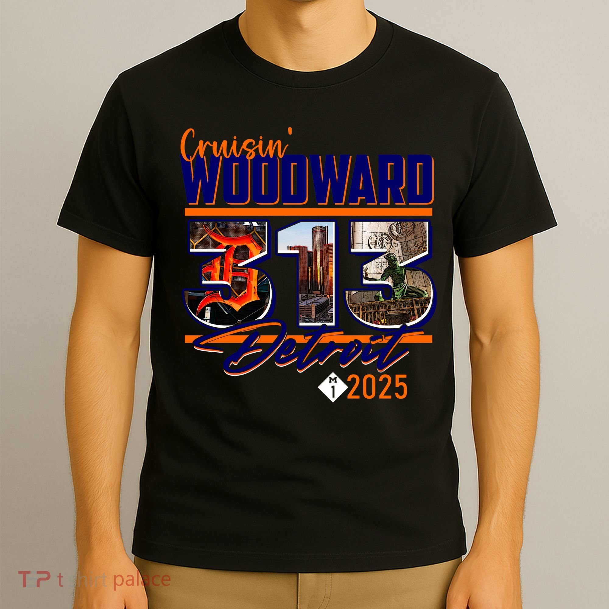2025 Woodward Ave 313 Cruising Detroit T-Shirt