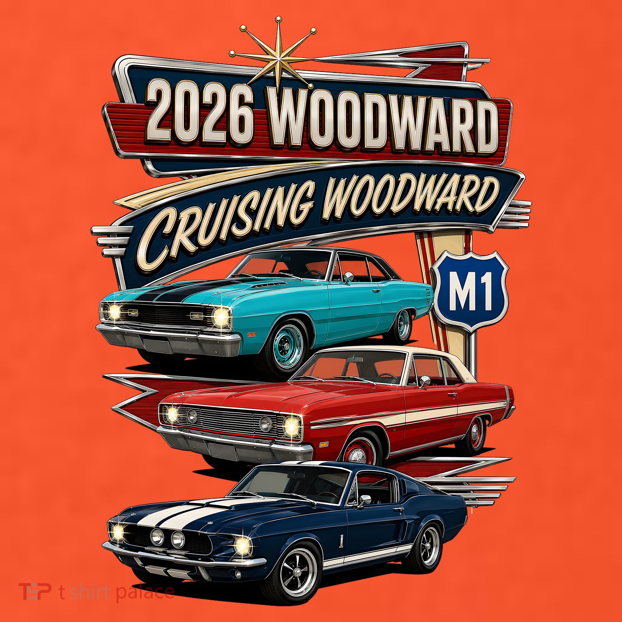 2026 Woodward Cruising M1 Classic Car Cruise Mustang Kids Hoodie