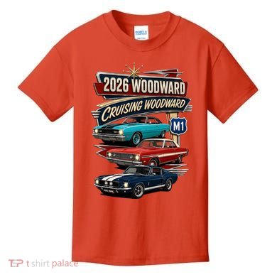 2026 Woodward Cruising M1 Classic Car Cruise Mustang Kids T-Shirt