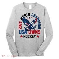 2026 World Champions USA Owns Hockey Long Sleeve Shirt thumb 0