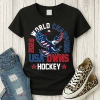 2026 World Champions USA Owns Hockey Women's T-Shirt thumb 3