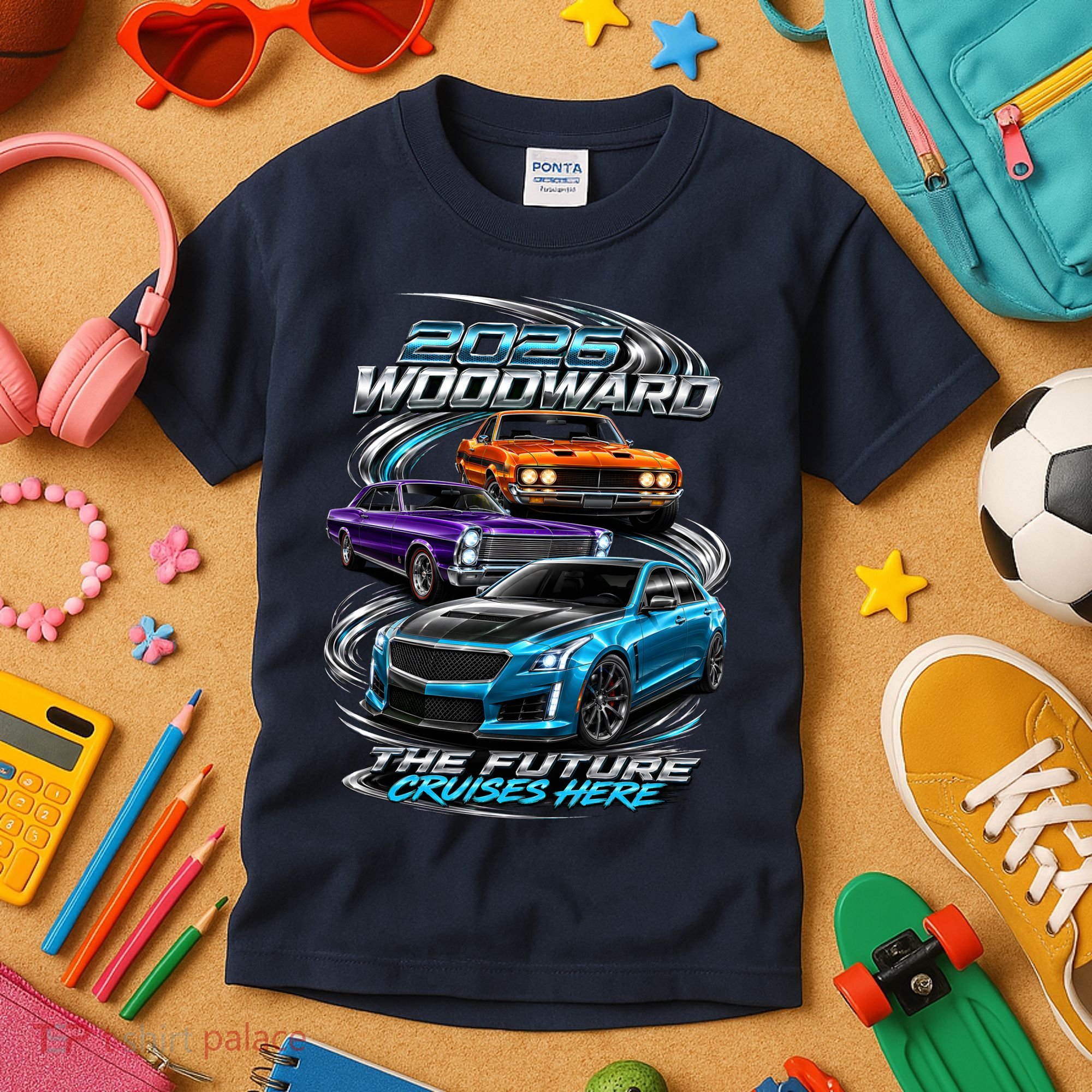 2026 Woodward Future Cruises Here M1 Kids T-Shirt