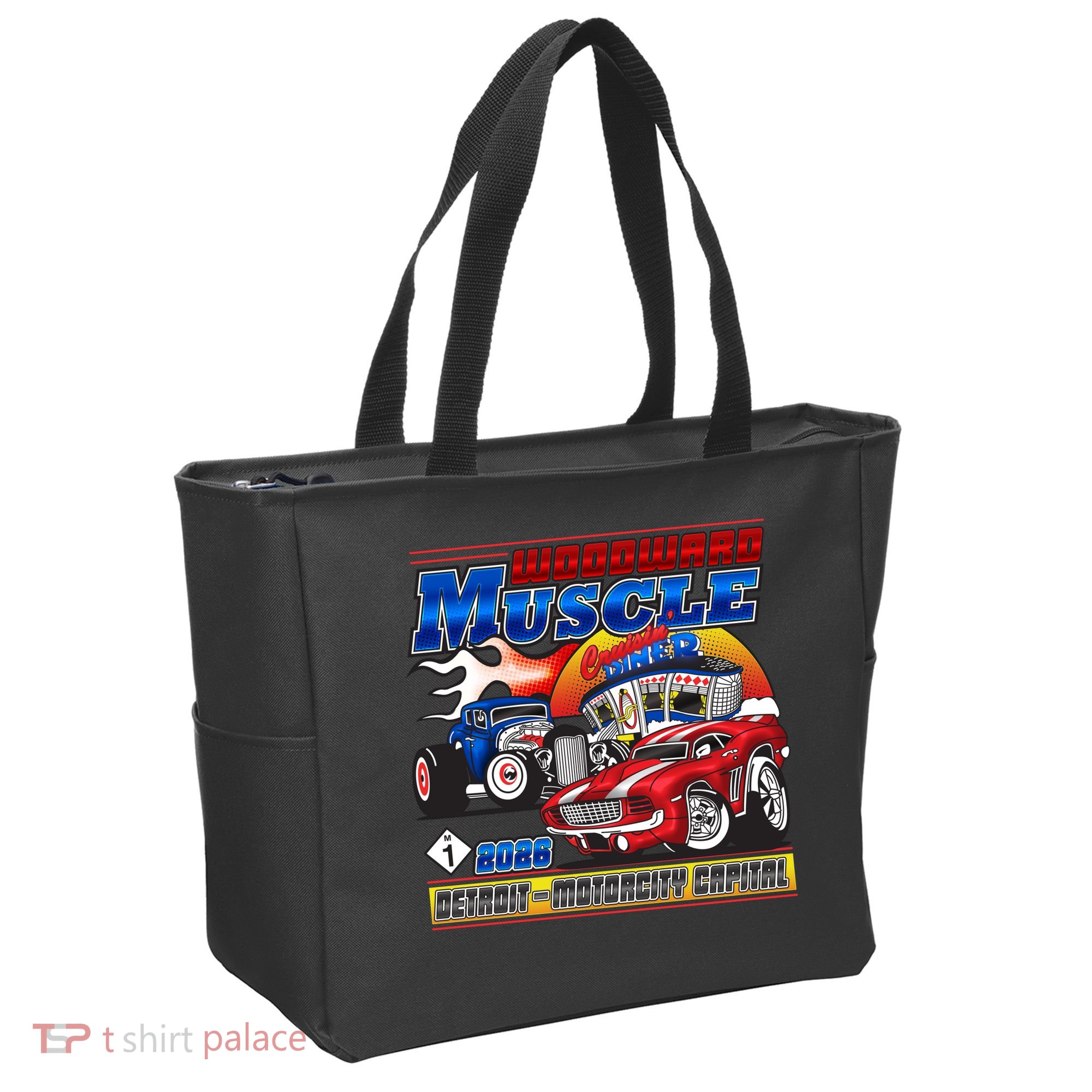 2026 Woodward Muscle M1 Cartoon Style Tote Bag