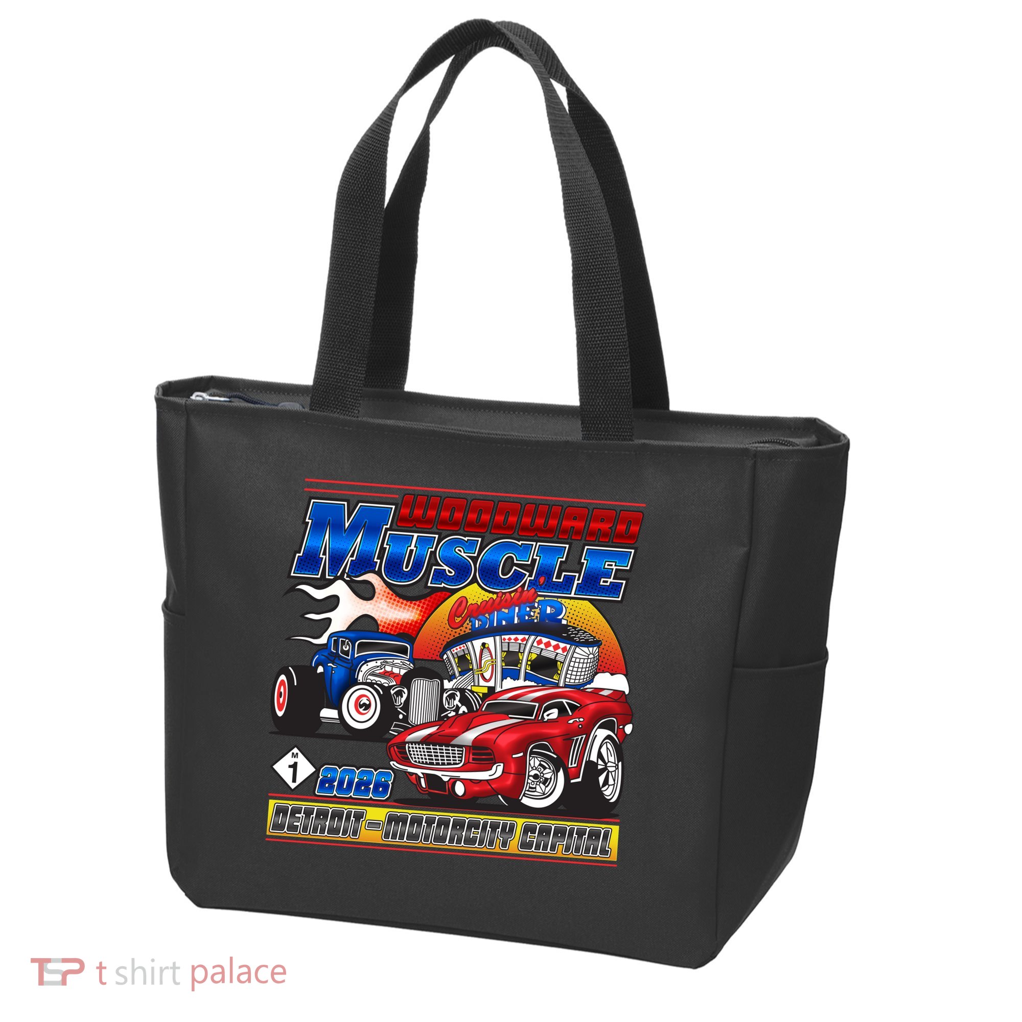 2026 Woodward Muscle M1 Cartoon Style Tote Bag