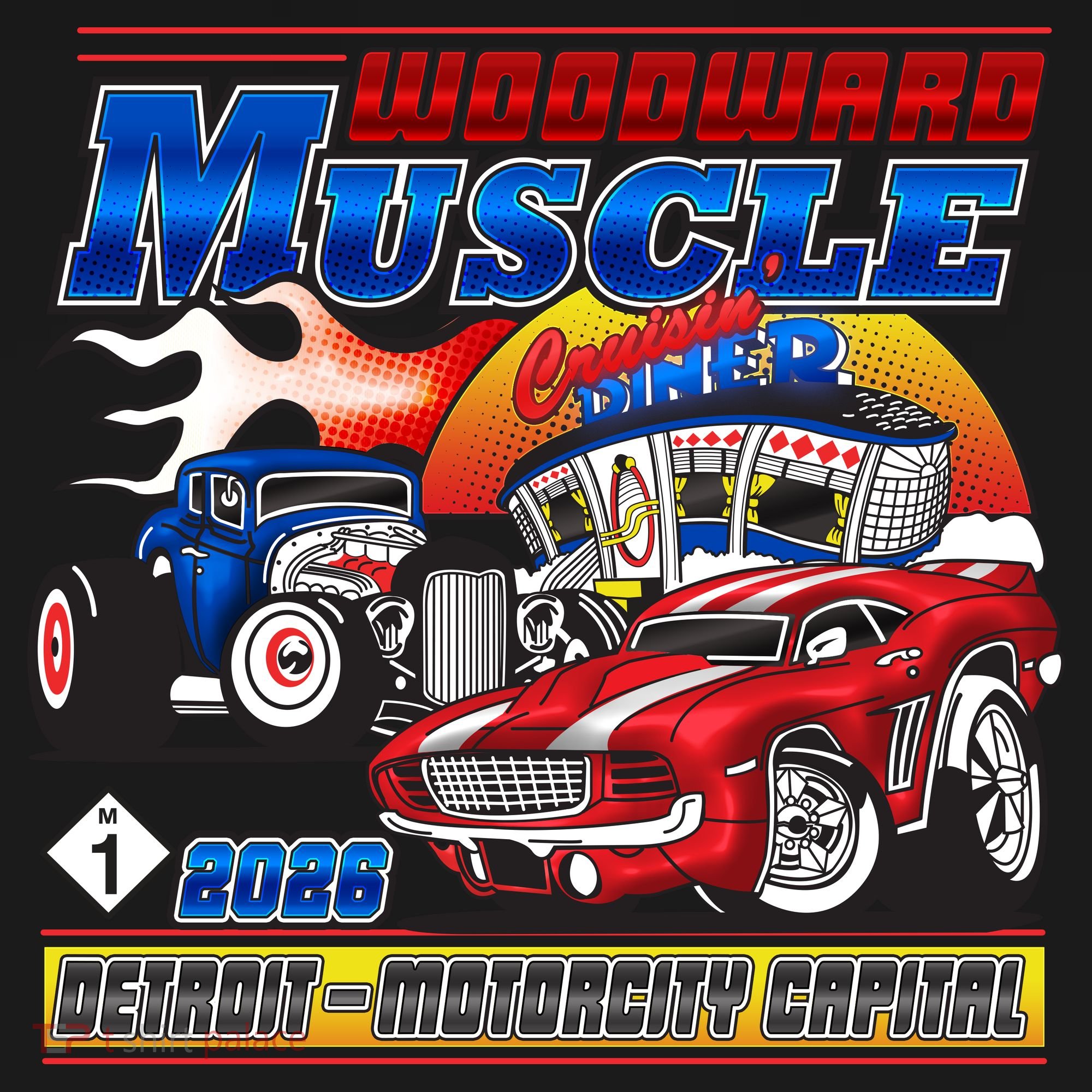 2026 Woodward Muscle M1 Cartoon Style Tote Bag