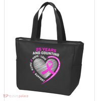 25 Years And Counting Hope Love Breast Cancer Tote Bag thumb 3