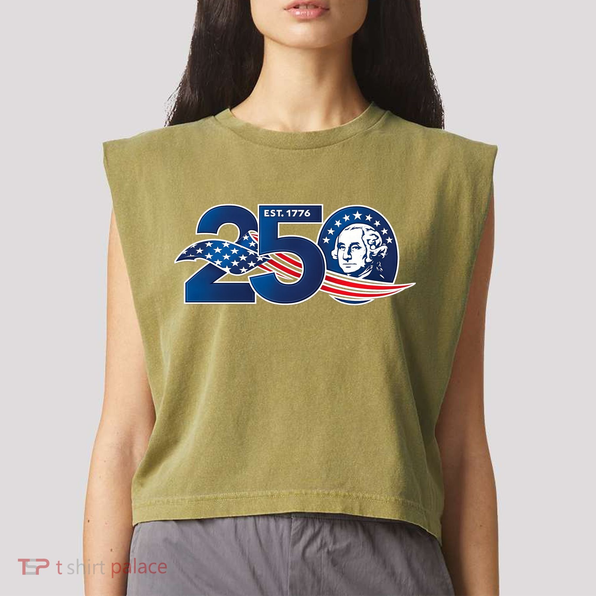 250 Years America 250th Anniversary Patriotic Est 1776 Garment-Dyed Women's Muscle Tee