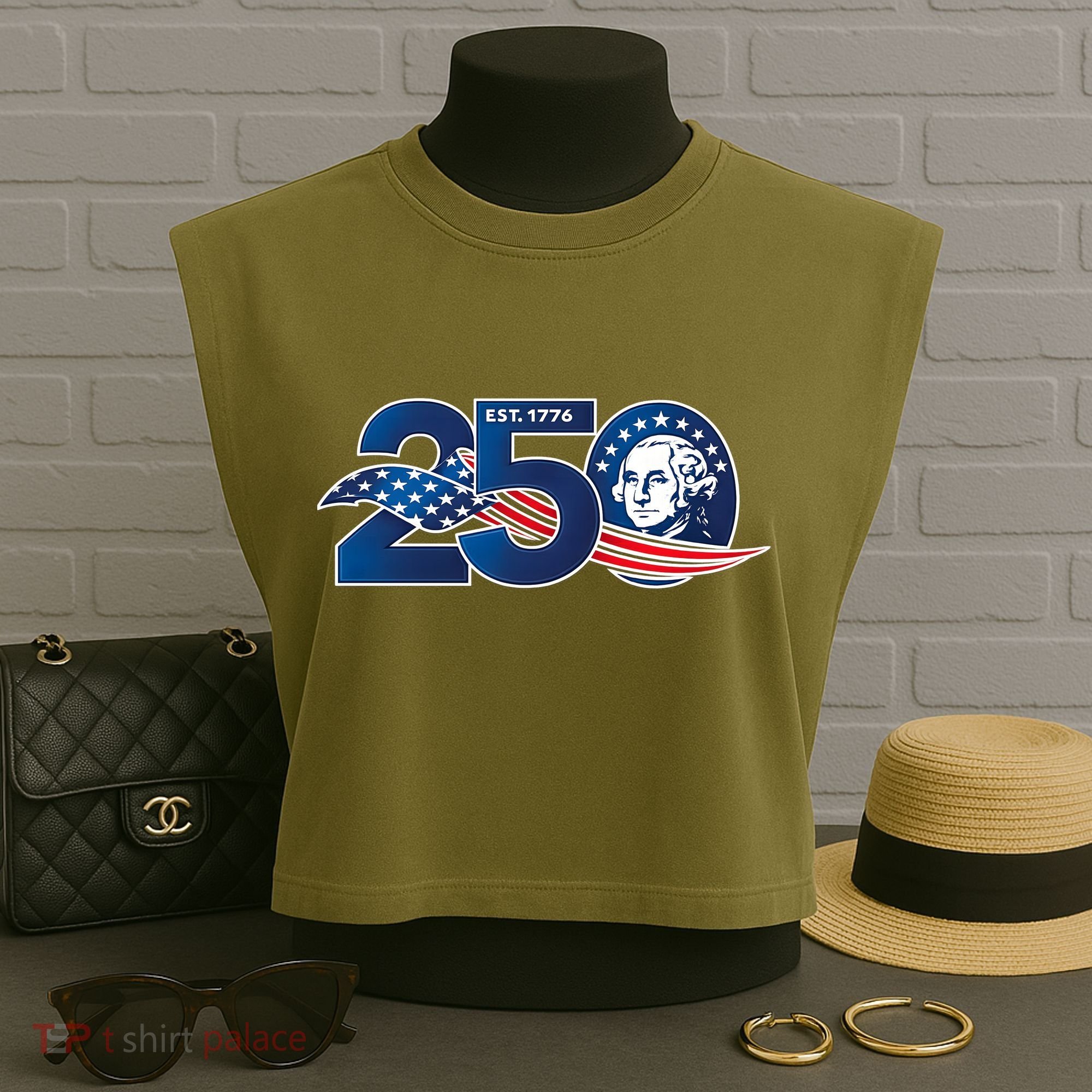 250 Years America 250th Anniversary Patriotic Est 1776 Garment-Dyed Women's Muscle Tee