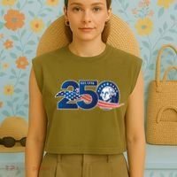 250 Years America 250th Anniversary Patriotic Est 1776 Garment-Dyed Women's Muscle Tee thumb 4