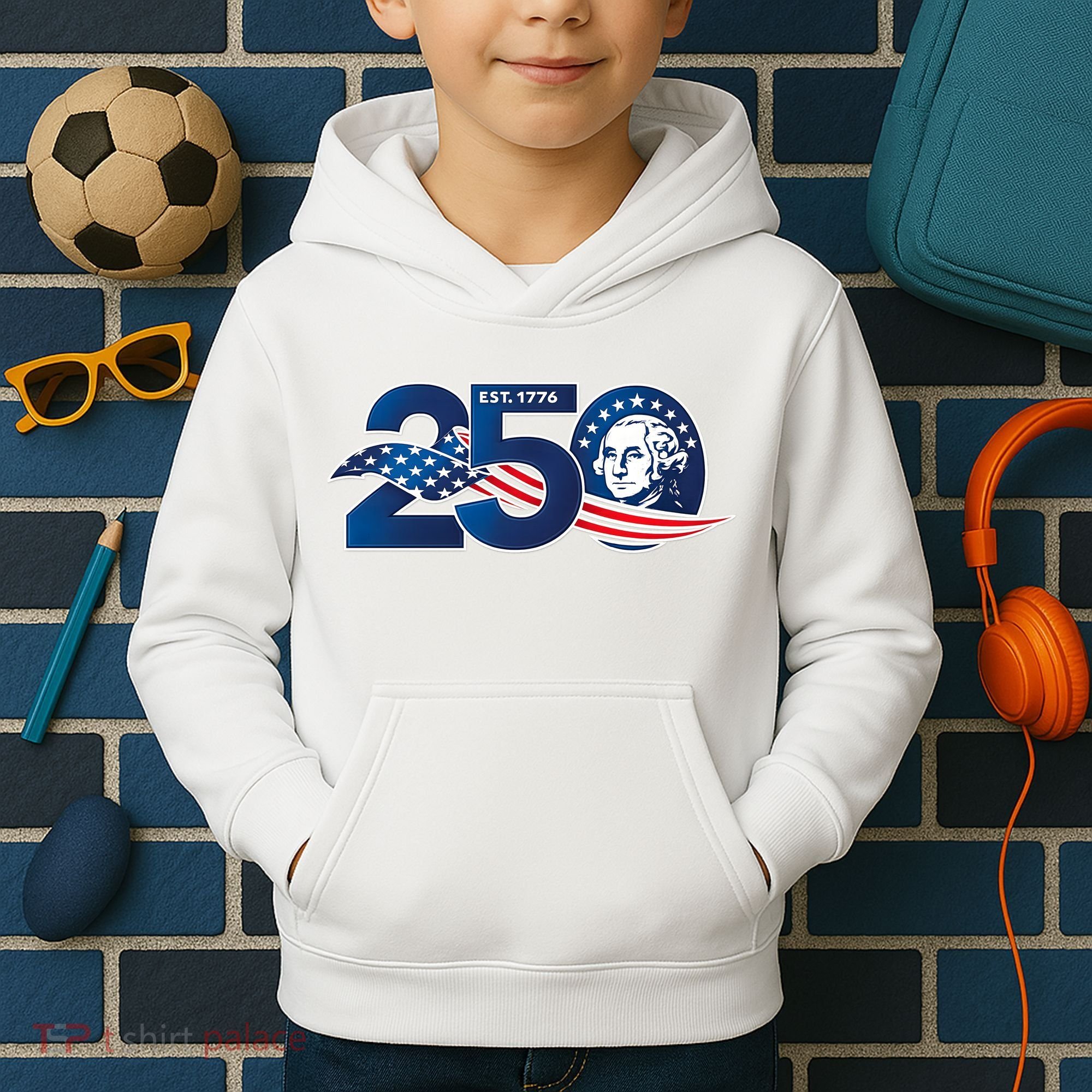 250 Years America 250th Anniversary Patriotic Est 1776 Kids Hoodie