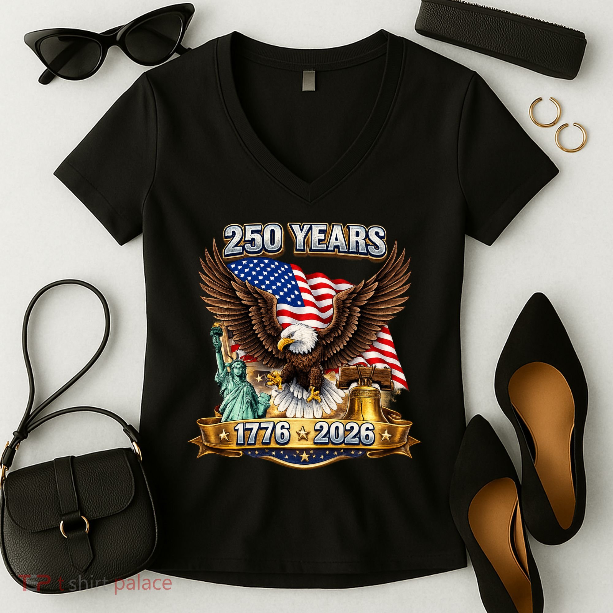 250 Years American 250th Anniversary Women's V-Neck T-Shirt