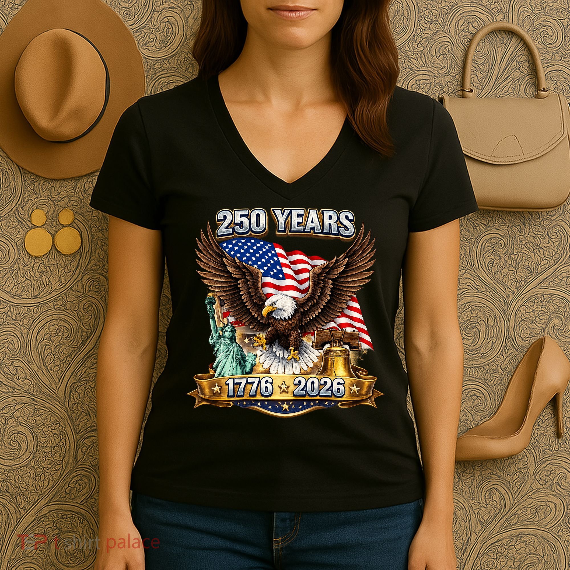 250 Years American 250th Anniversary Women's V-Neck T-Shirt