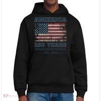 250 Years America Anniversary Grunge Flag USA District V.I.T. Heavyweight Hoodie thumb 0