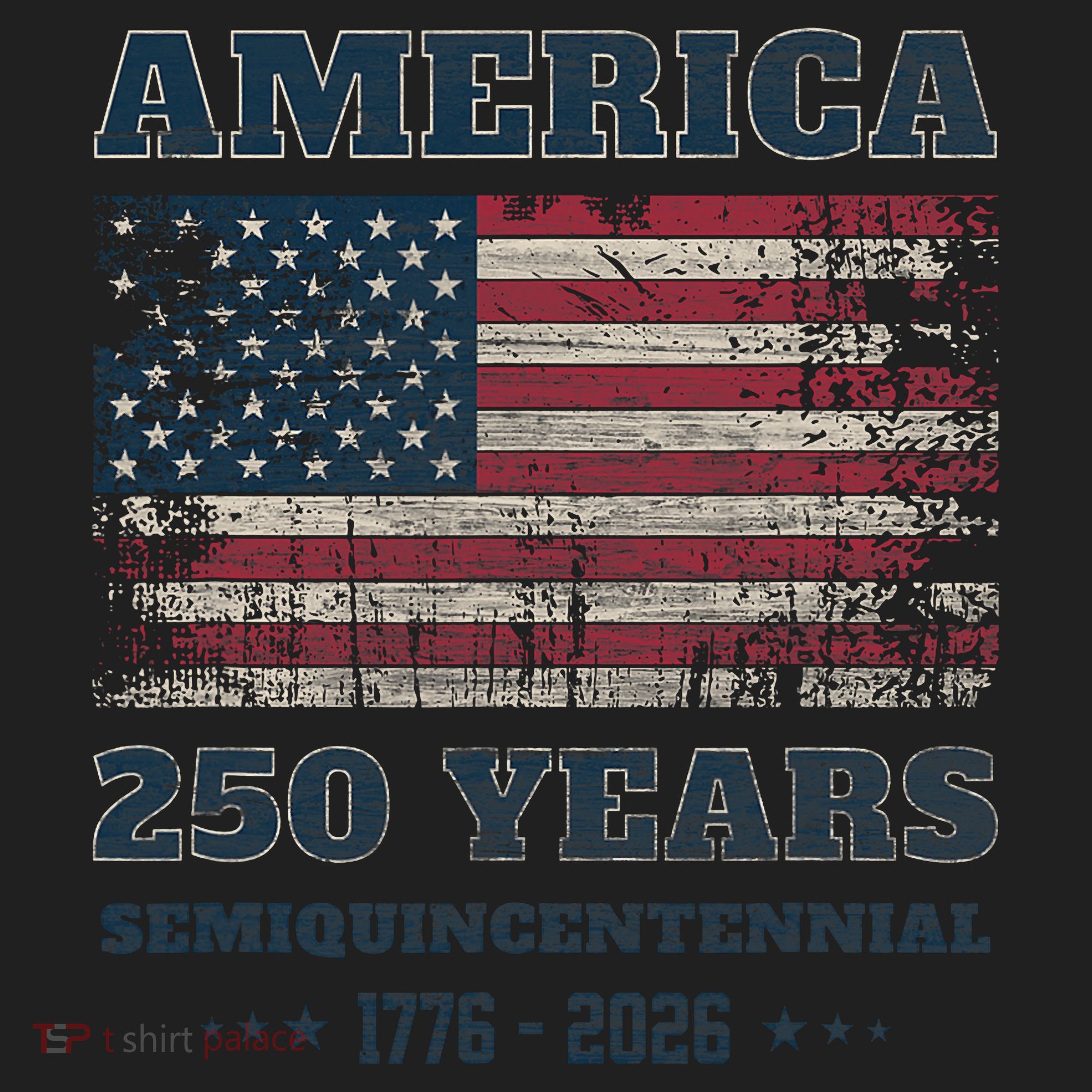 250 Years America Anniversary Grunge Flag USA District V.I.T. Heavyweight Hoodie