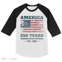 250 Years America Anniversary Grunge Flag USA Kids Colorblock Raglan Jersey thumb 0