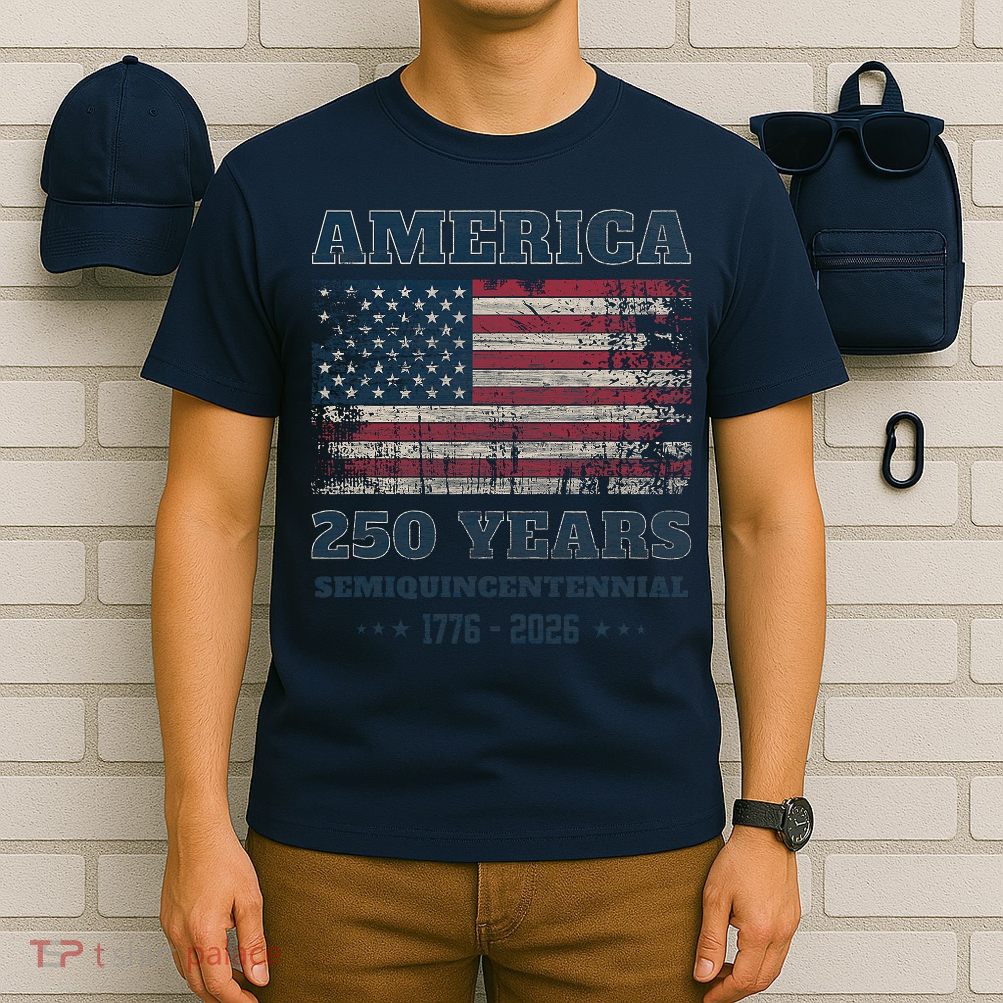 250 Years America Anniversary Grunge Flag USA T-Shirt