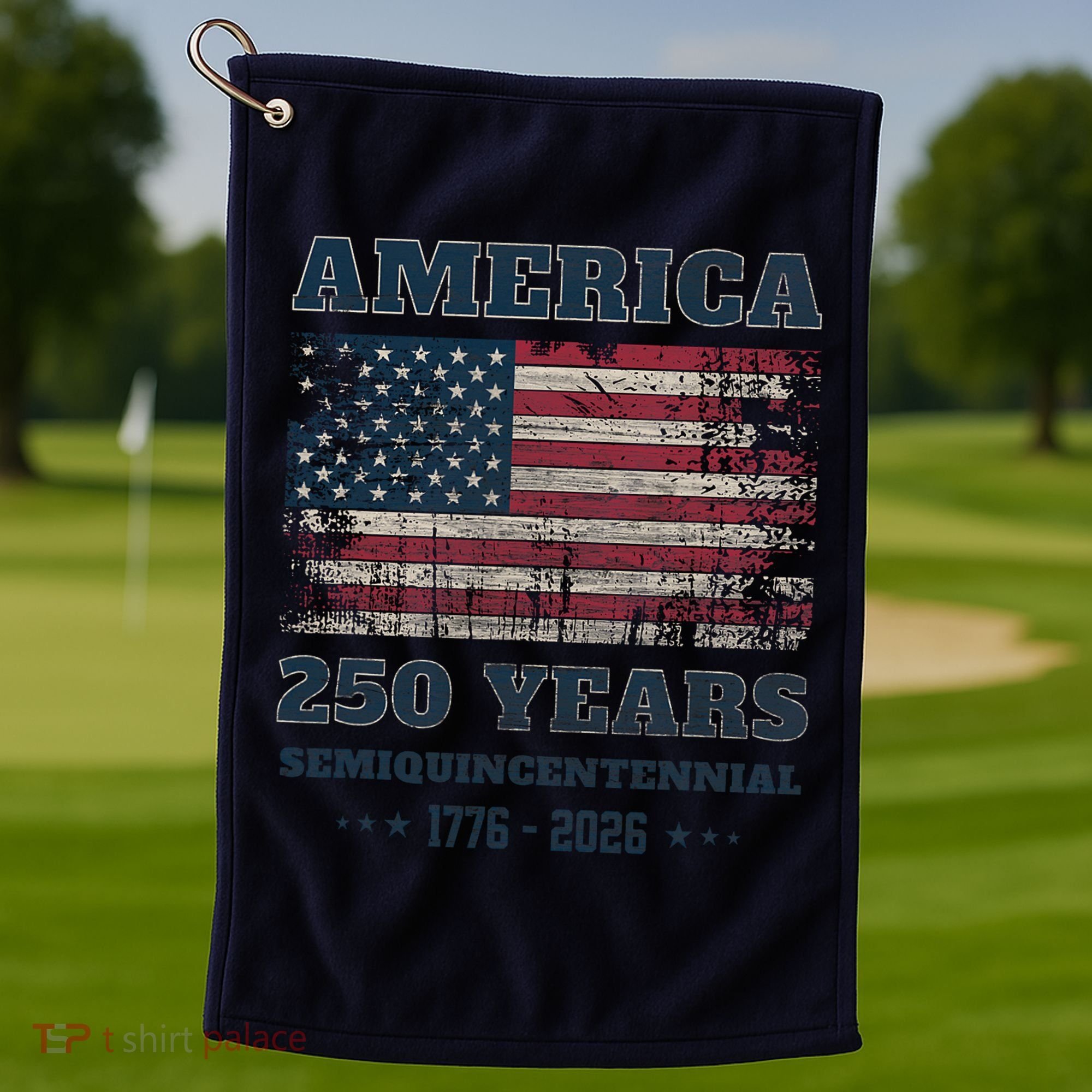 250 Years America Anniversary Grunge Flag USA Golf Towel