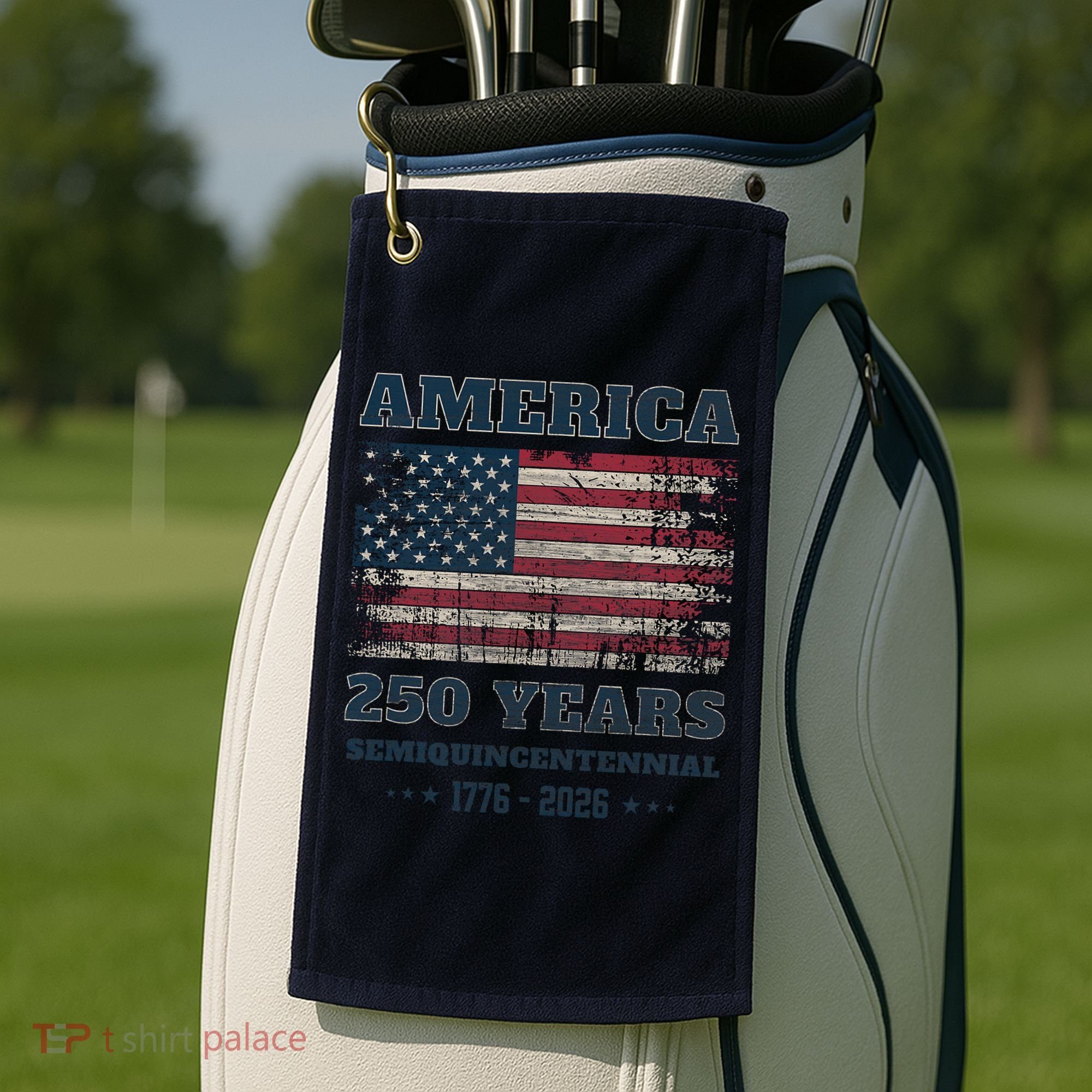 250 Years America Anniversary Grunge Flag USA Golf Towel