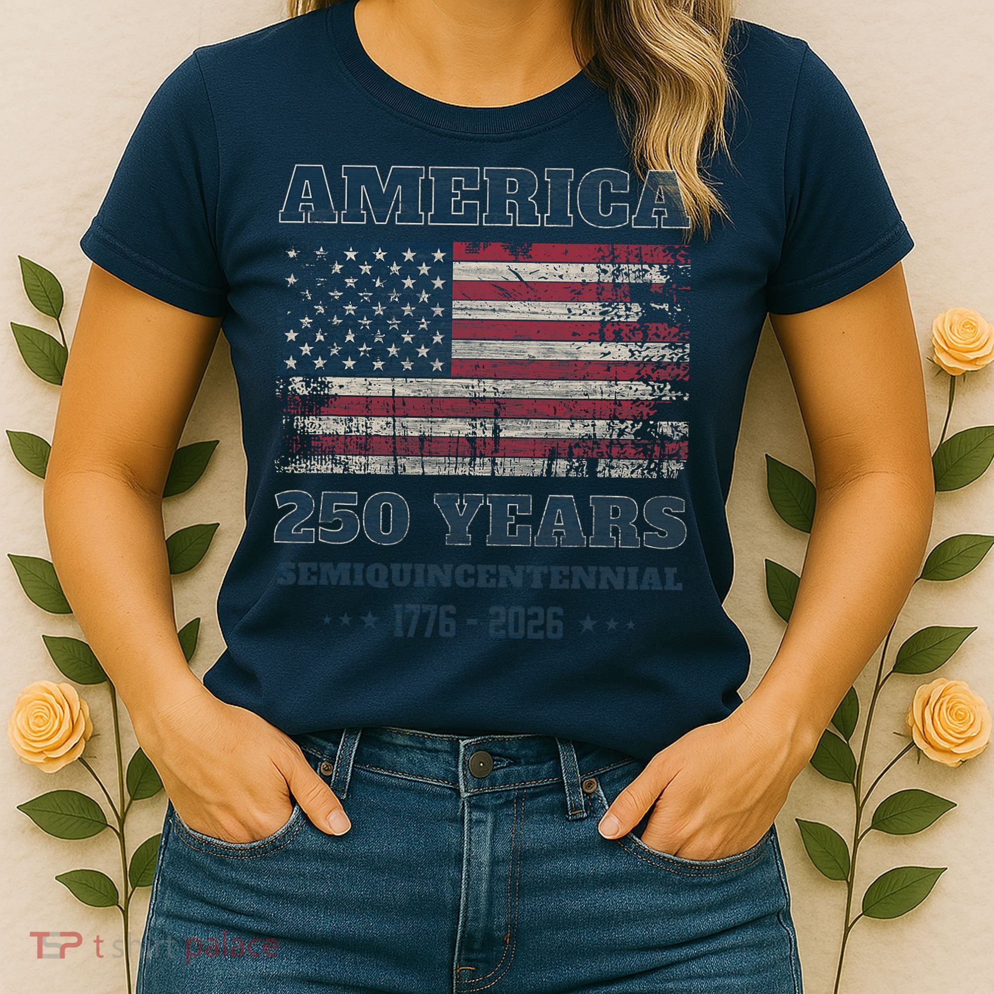 250 Years America Anniversary Grunge Flag USA Women's T-Shirt