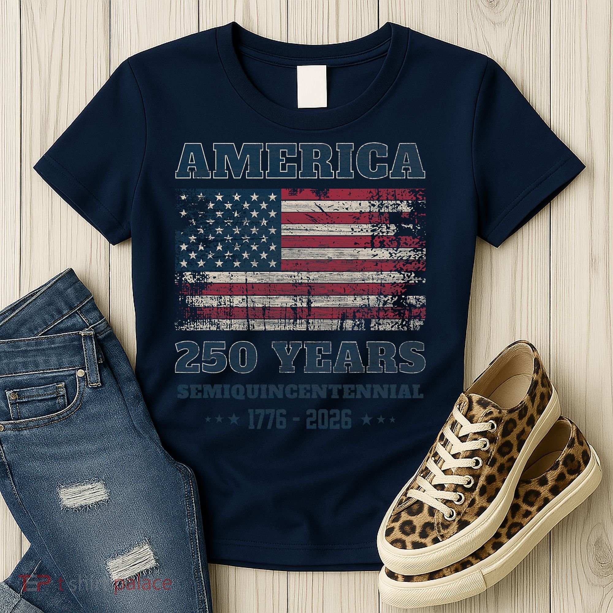 250 Years America Anniversary Grunge Flag USA Women's T-Shirt