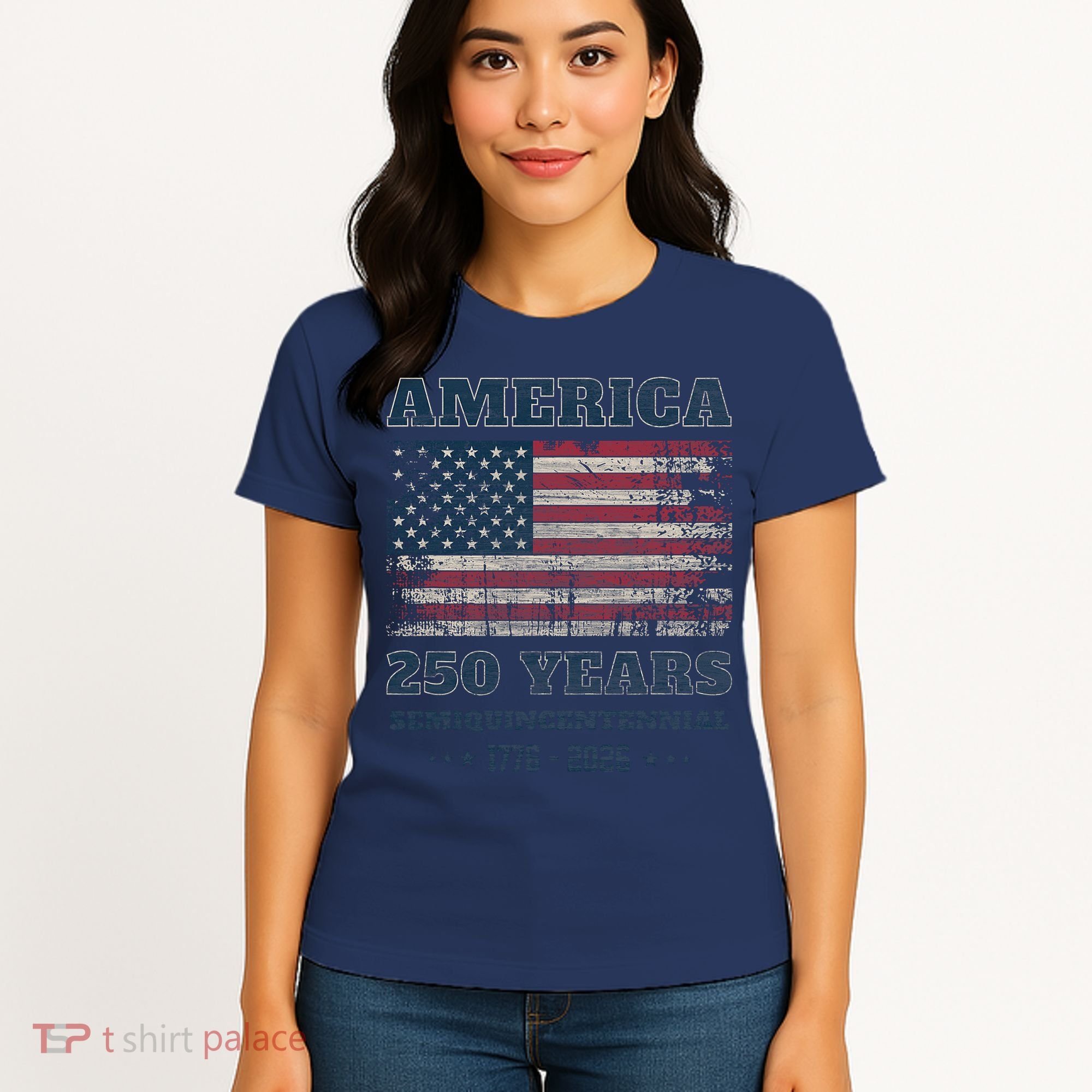 250 Years America Anniversary Grunge Flag USA Women's T-Shirt