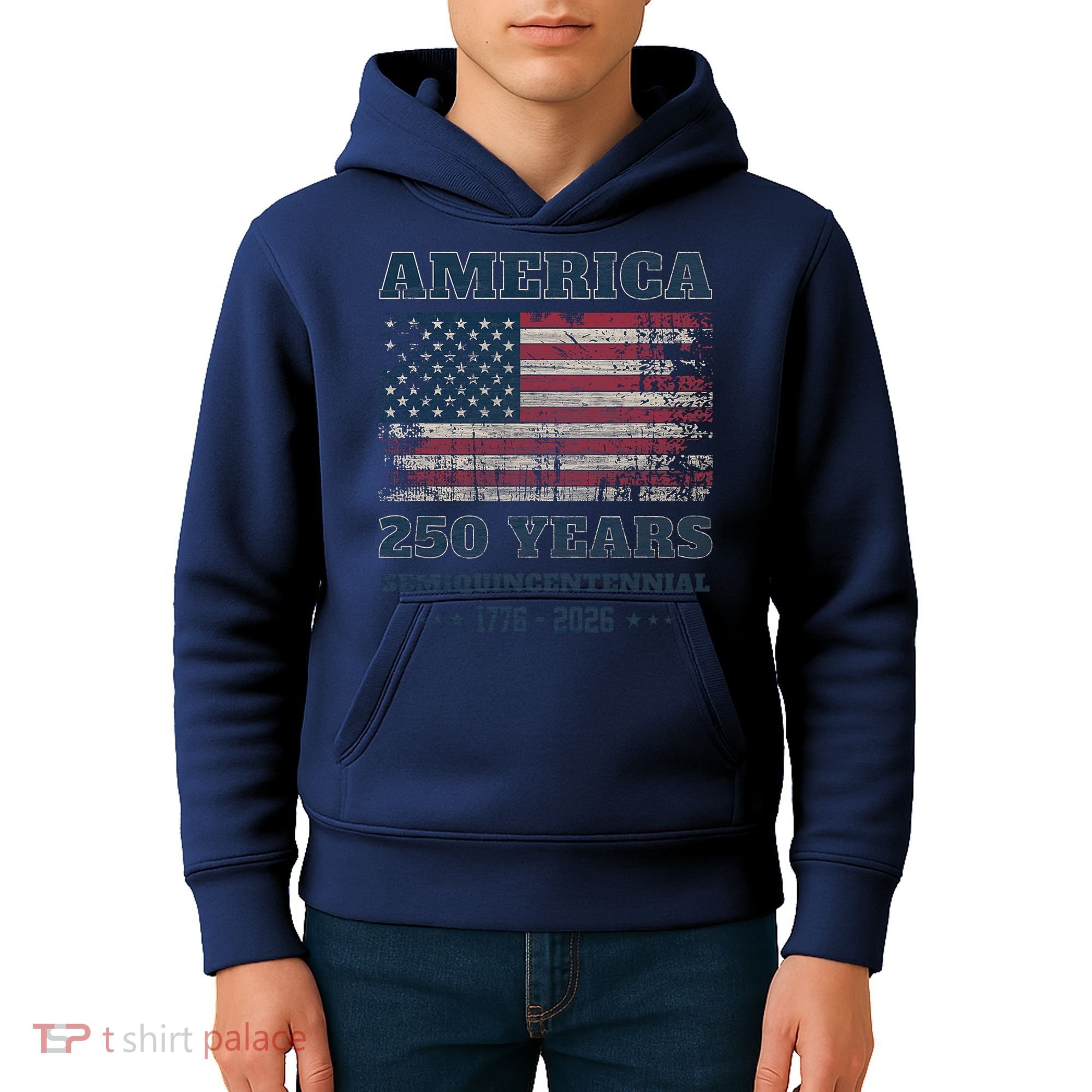 250 Years America Anniversary Grunge Flag USA Kids Hoodie