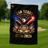 250 Years American 1776-2026 250th 4th Of July Golf Towel thumb 1