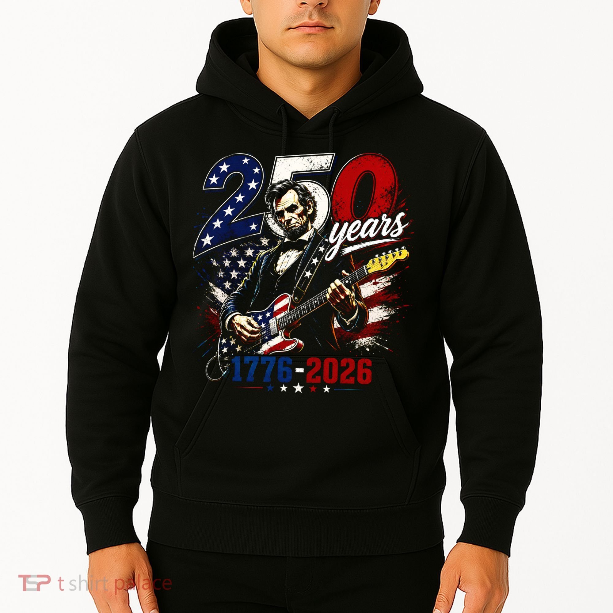 250 Years Abraham Lincoln Guitar July 4th 250th Anniversary Hoodie