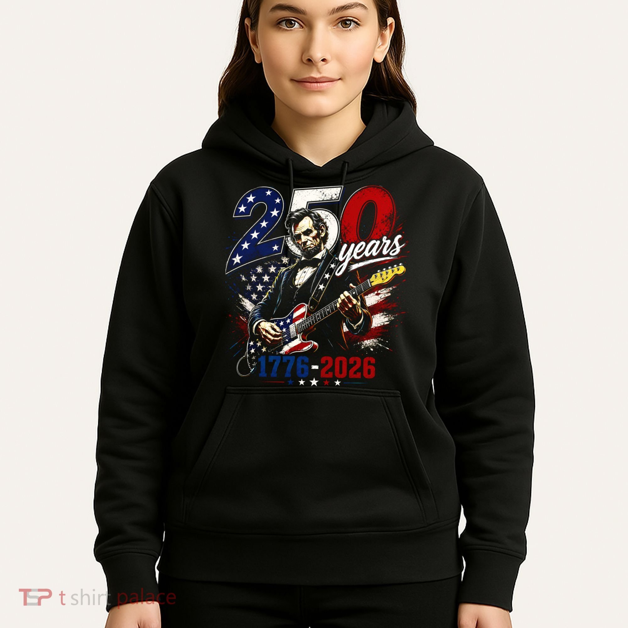 250 Years Abraham Lincoln Guitar July 4th 250th Anniversary Hoodie