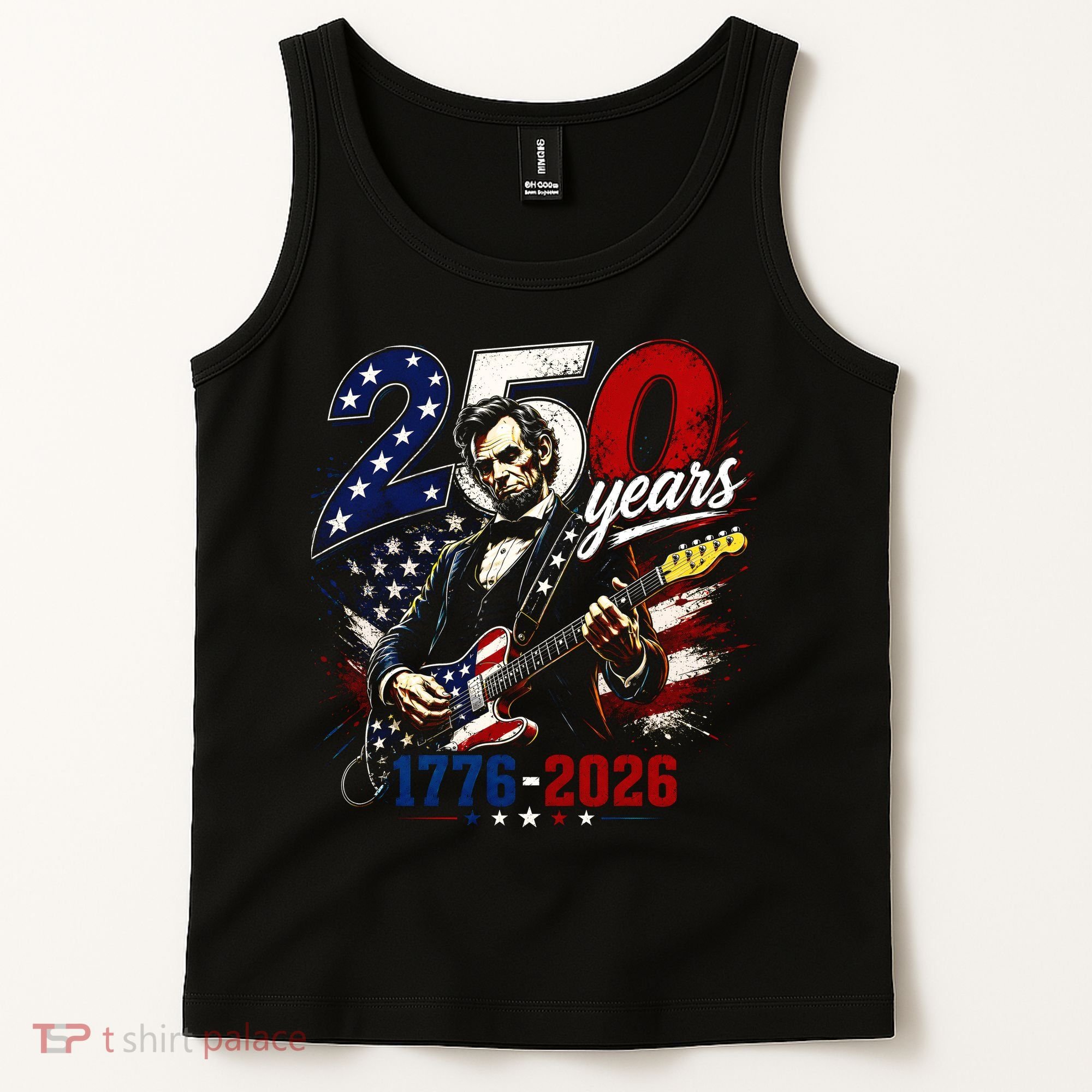 250 Years Abraham Lincoln Guitar July 4th 250th Anniversary Tank Top