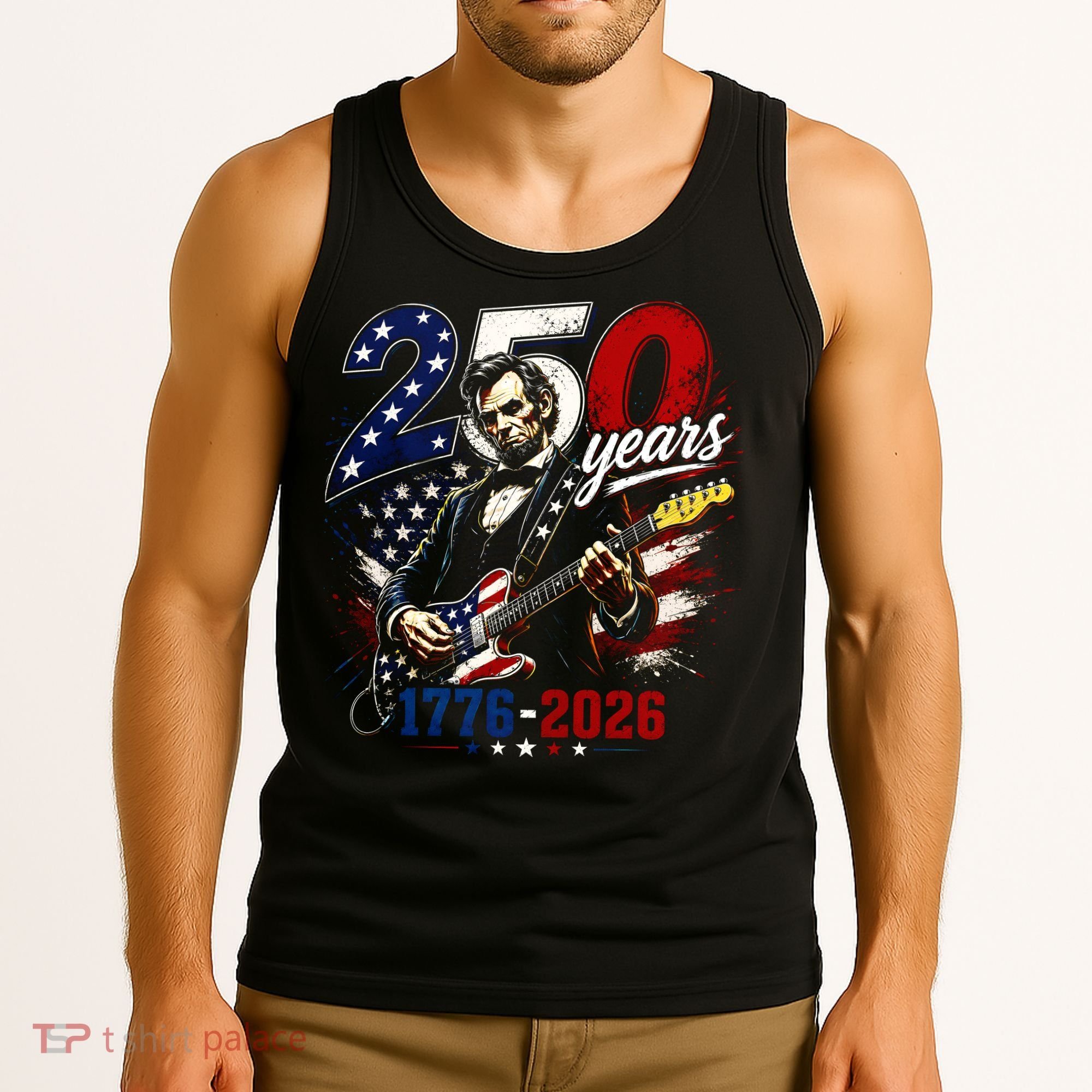 250 Years Abraham Lincoln Guitar July 4th 250th Anniversary Tank Top
