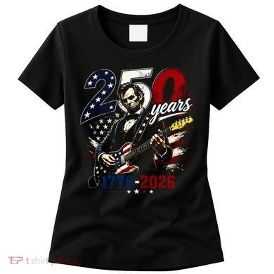 250 Years Abraham Lincoln Guitar July 4th 250th Anniversary Women's T-Shirt