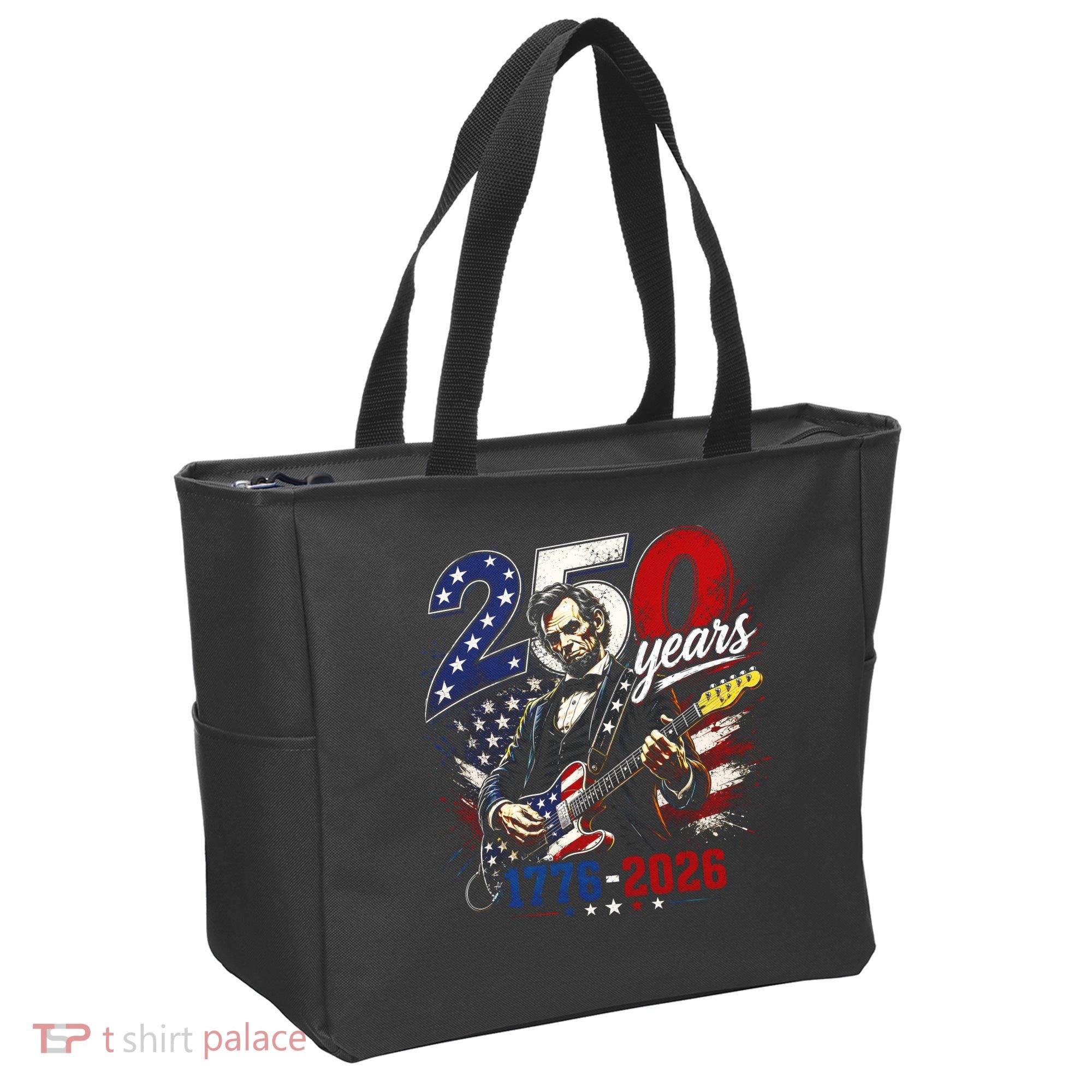 250 Years Abraham Lincoln Guitar July 4th 250th Anniversary Tote Bag