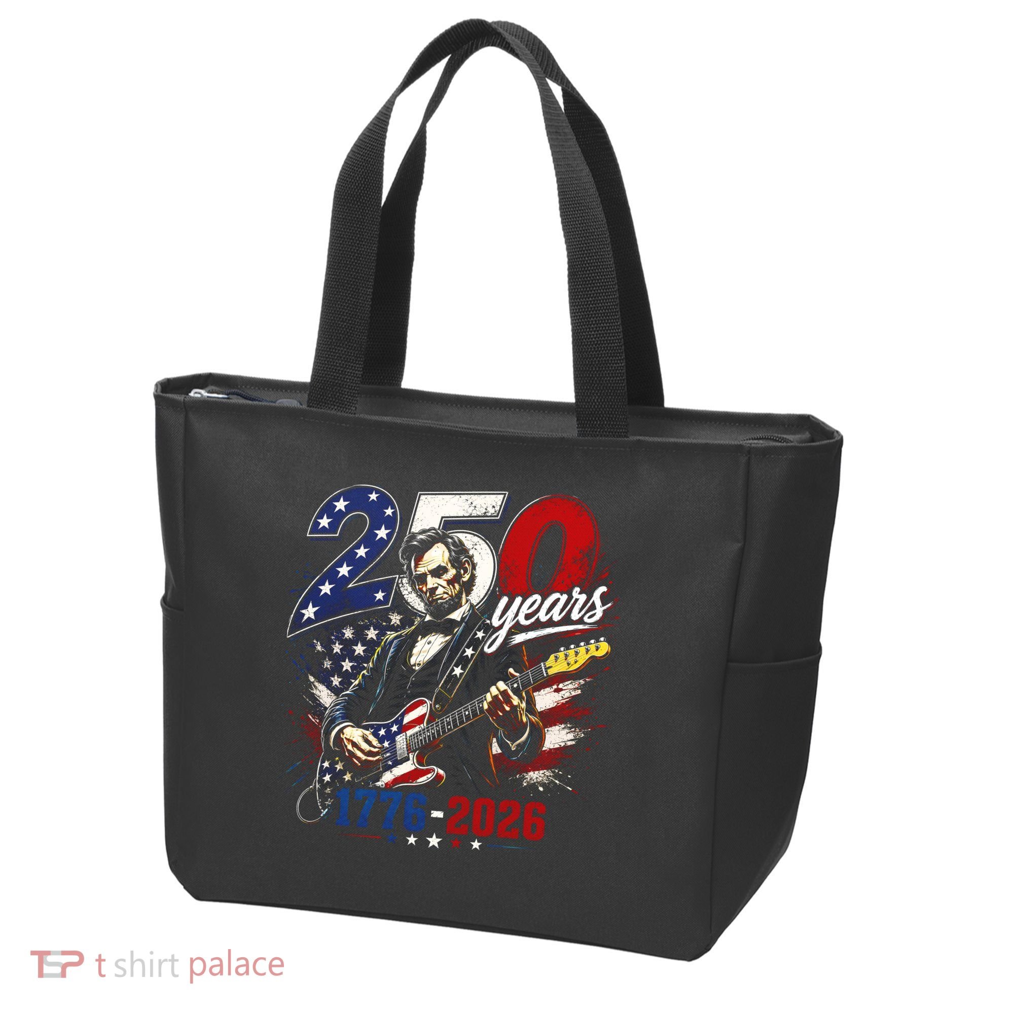 250 Years Abraham Lincoln Guitar July 4th 250th Anniversary Tote Bag