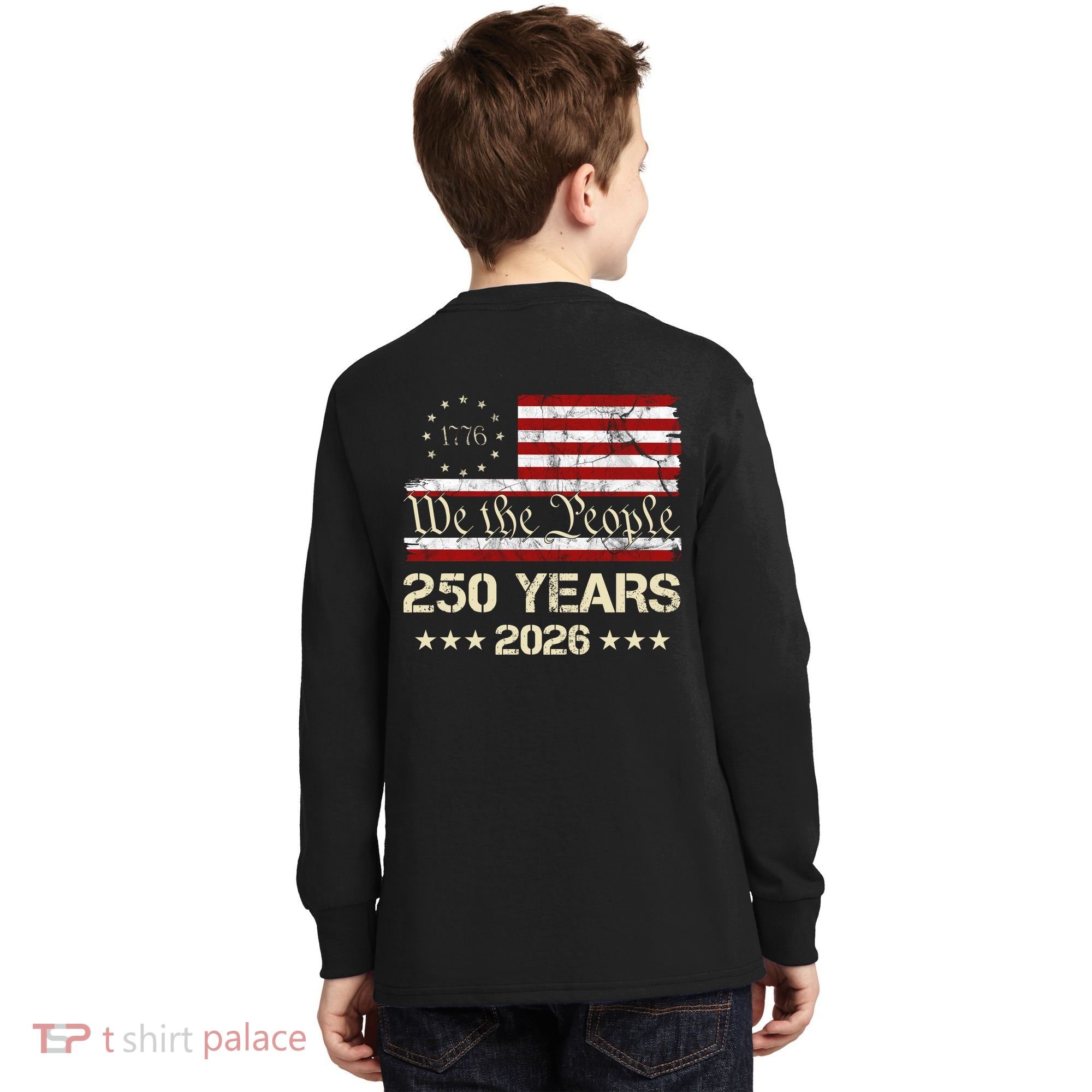 250 Years American 250th Anniversary Front And Back  Kids Long Sleeve Shirt