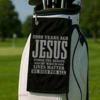 2000 Years Ago Jesus Ended the Debate Christian Believe Golf Towel thumb 2