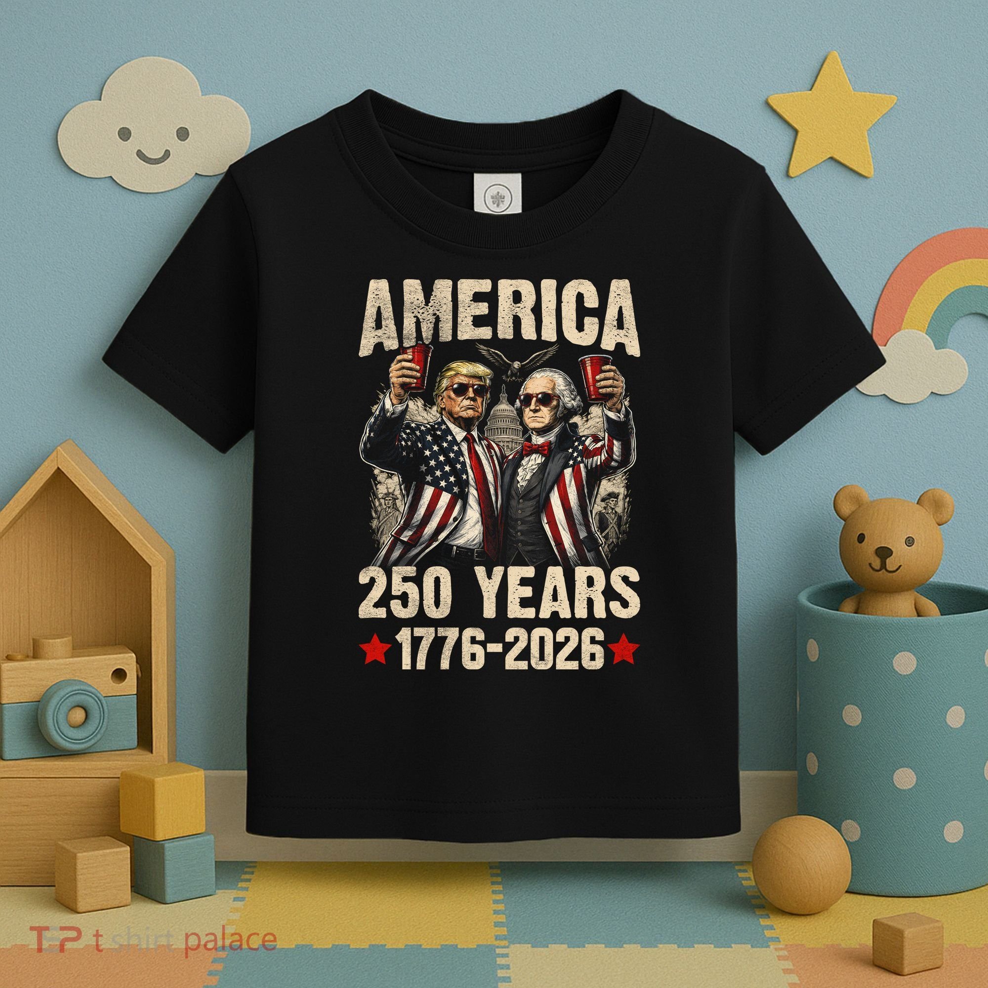 250 Years America 250th Anniversary Trump Washington Toddler T-Shirt