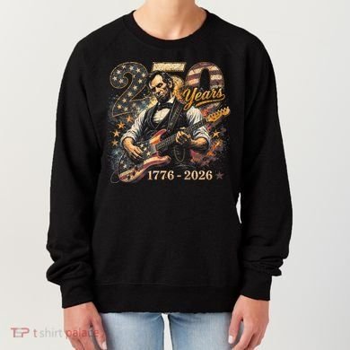 250 Years Abe Lincoln Playing Guitar 250th Anniversary  Women's Sweatshirt