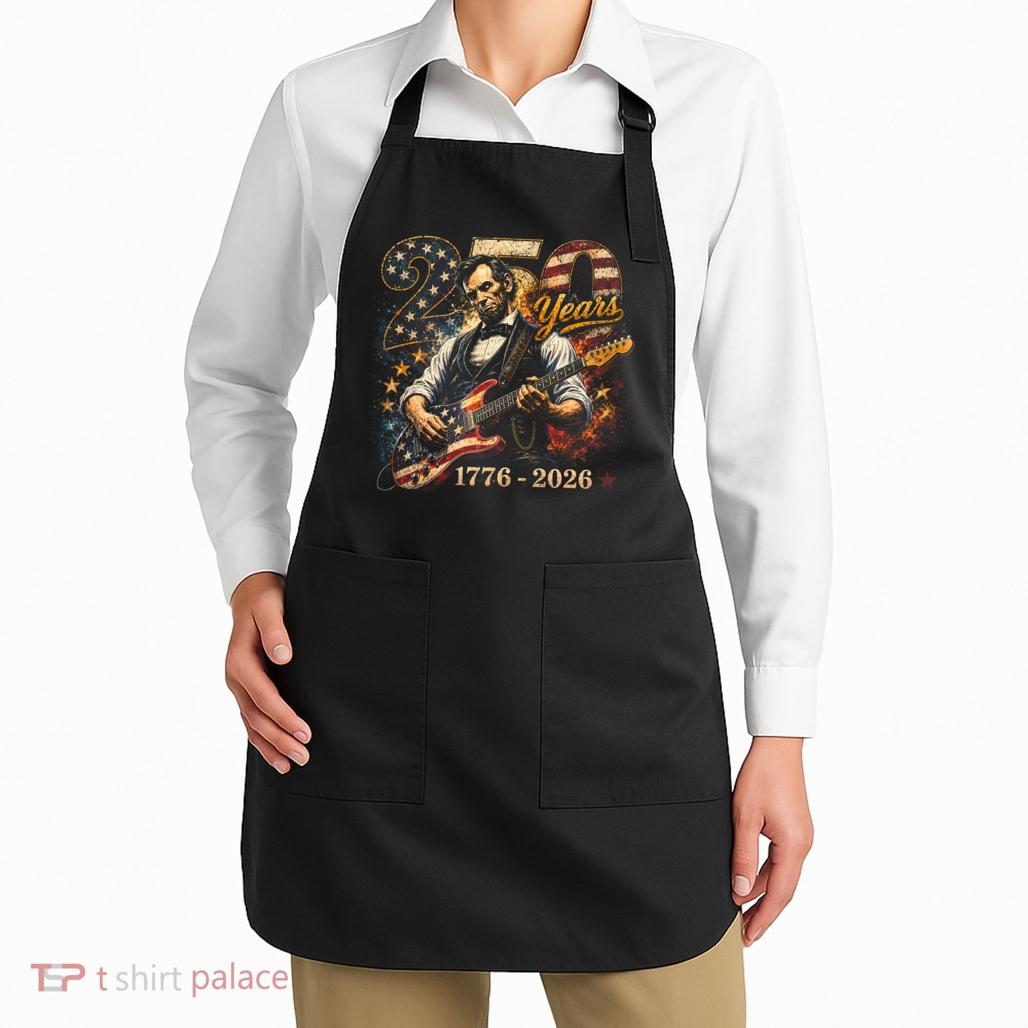 250 Years Abe Lincoln Playing Guitar 250th Anniversary  Apron