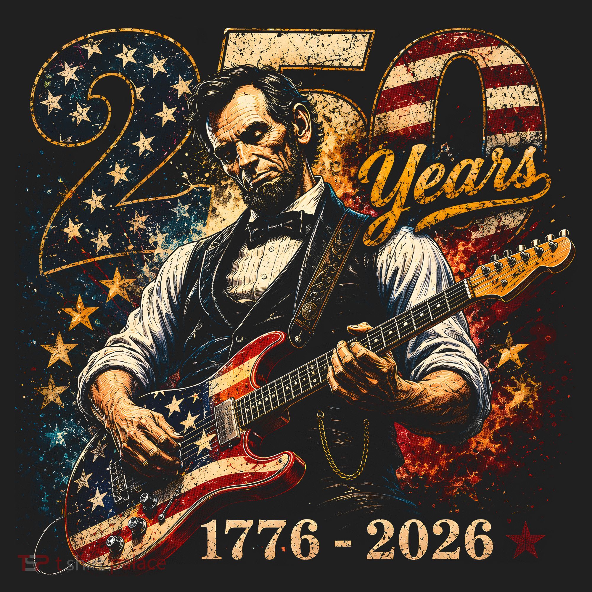 250 Years Abe Lincoln Playing Guitar 250th Anniversary  Beanie