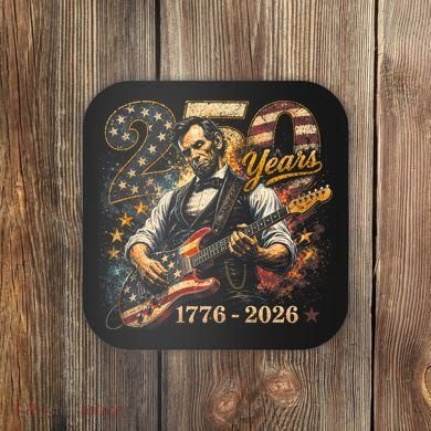 250 Years Abe Lincoln Playing Guitar 250th Anniversary  Coaster
