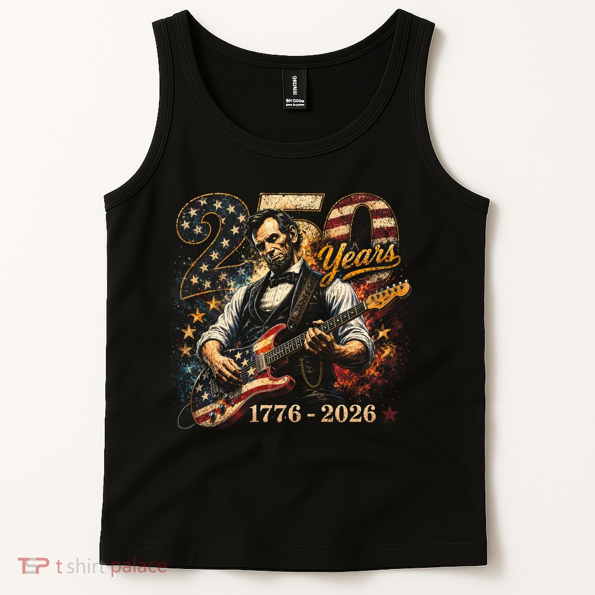 250 Years Abe Lincoln Playing Guitar 250th Anniversary  Tank Top