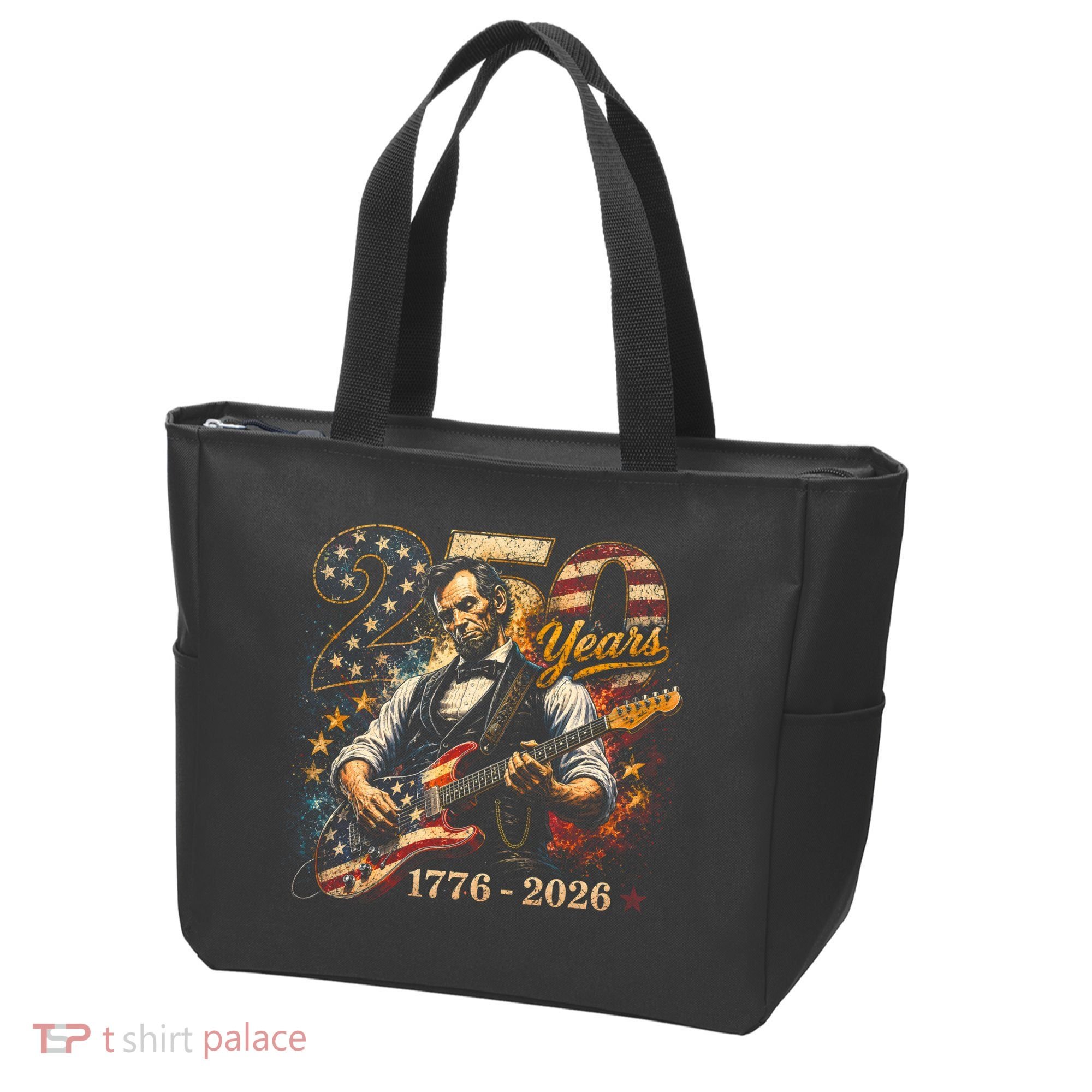 250 Years Abe Lincoln Playing Guitar 250th Anniversary  Tote Bag