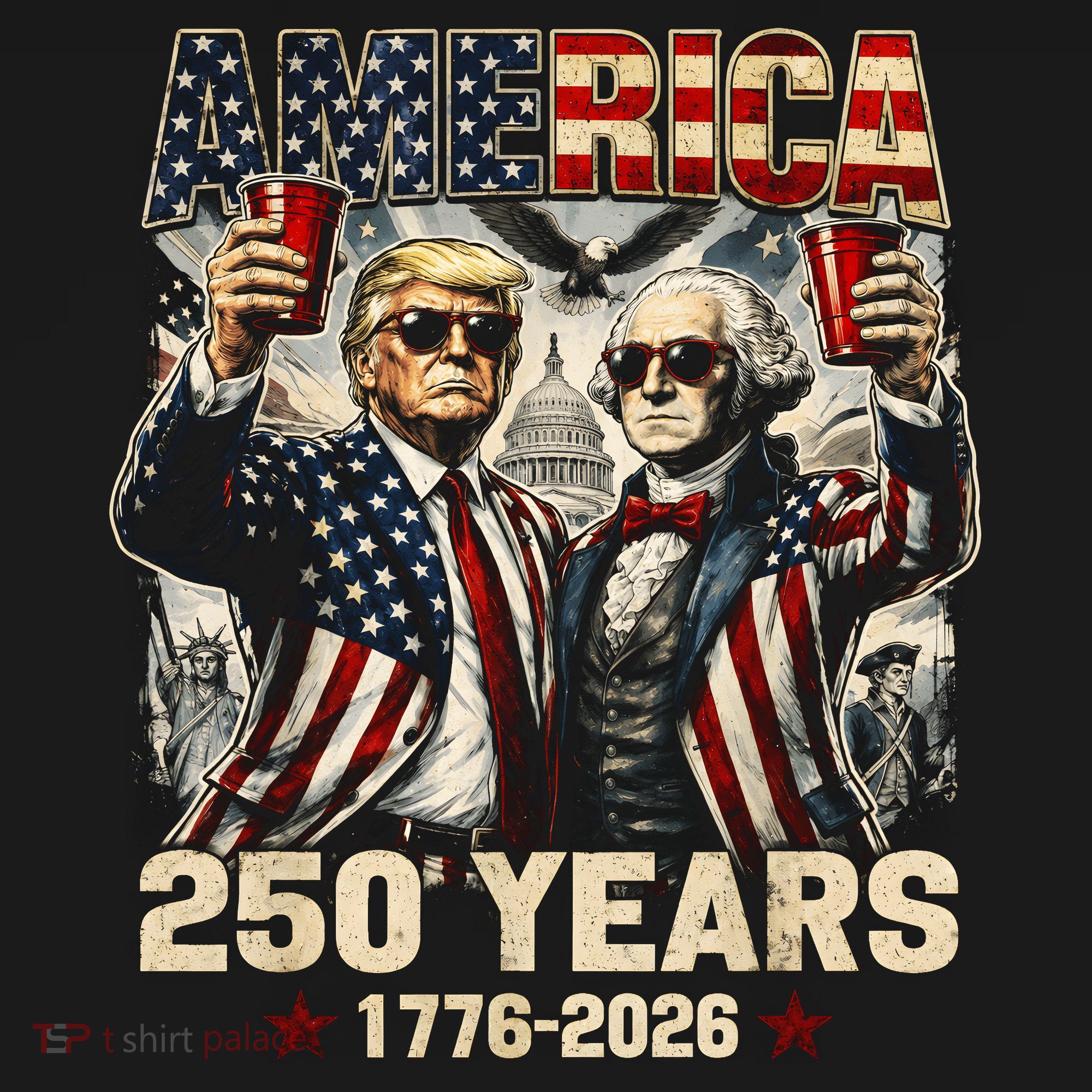 250 Years Donald Trump George Washington 1776-2026  Women's Hoodie