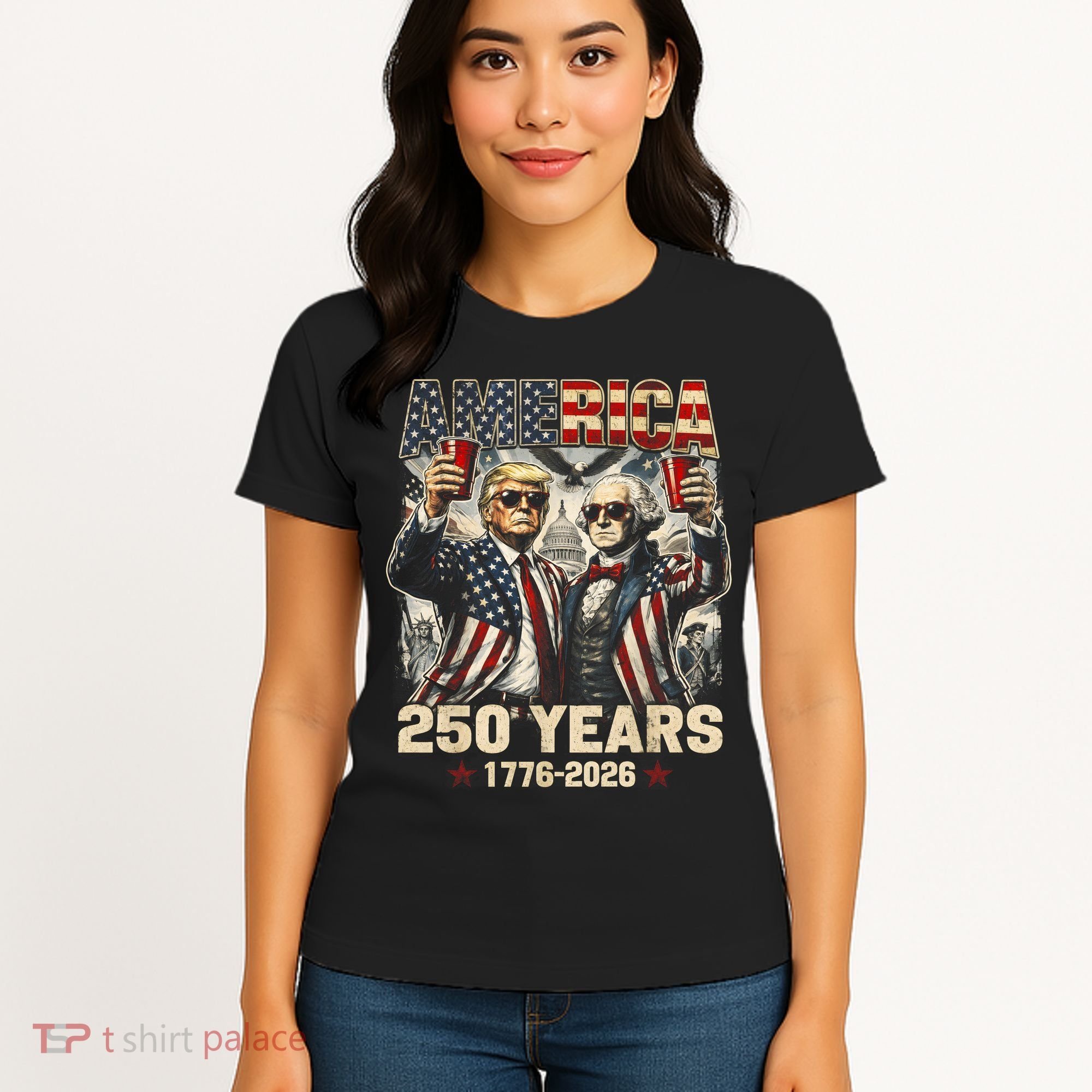 250 Years Donald Trump George Washington 1776-2026  Women's T-Shirt