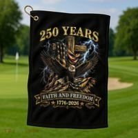 250 Years Faith Freedom 1776-2026  Golf Towel thumb 1