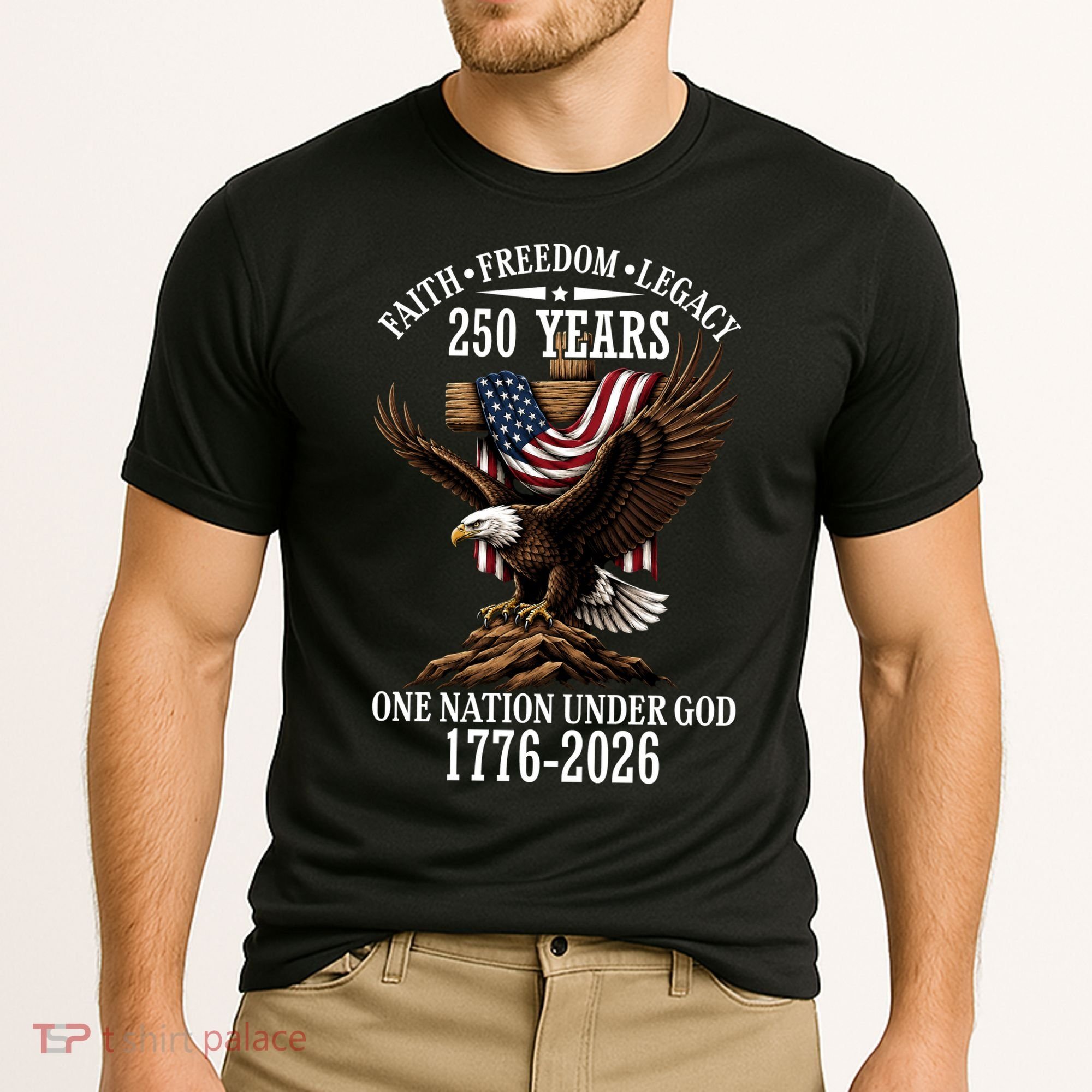 250 Years Faith Freedom Legacy Eagle 250th Anniversary Cooling Performance Crew T-Shirt