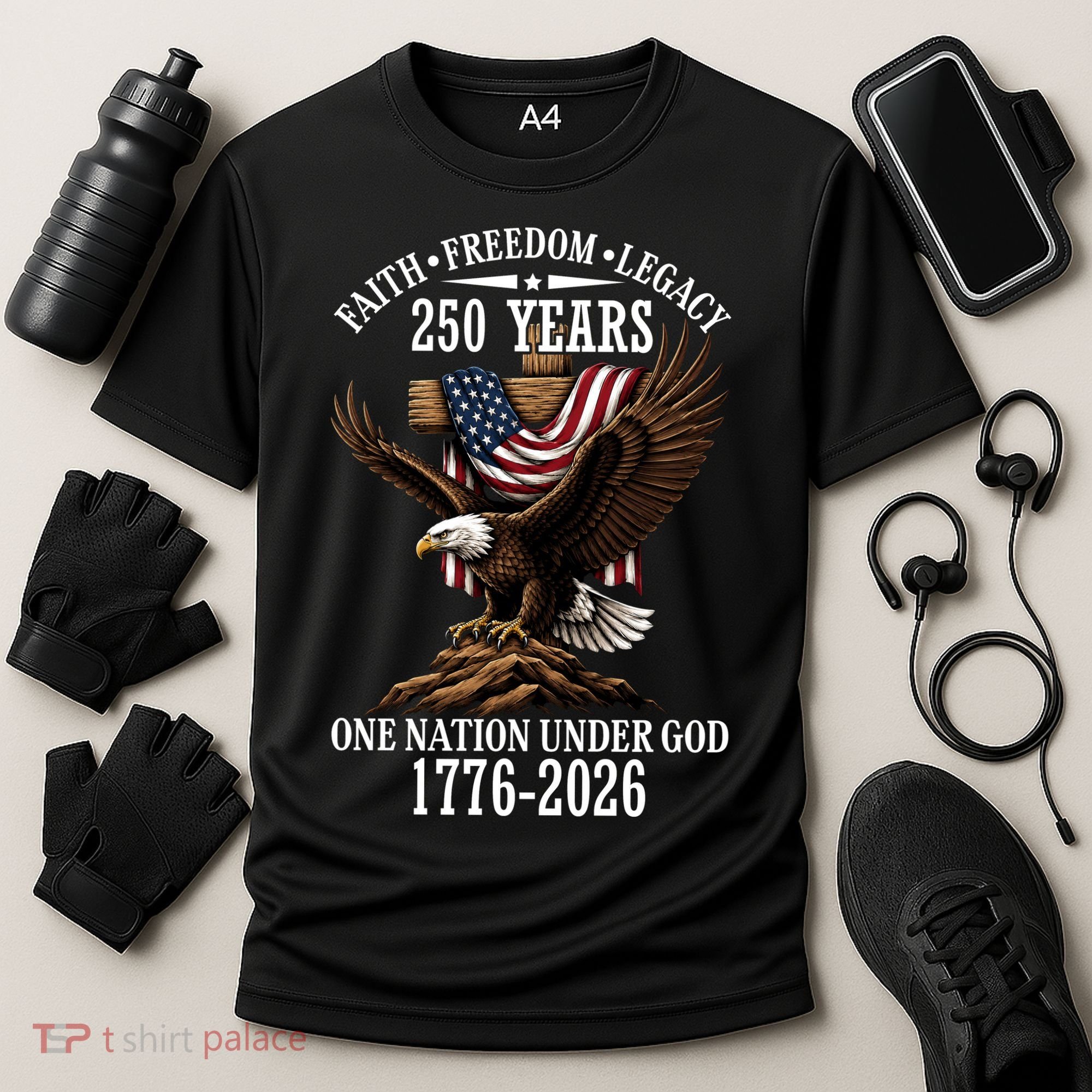 250 Years Faith Freedom Legacy Eagle 250th Anniversary Cooling Performance Crew T-Shirt